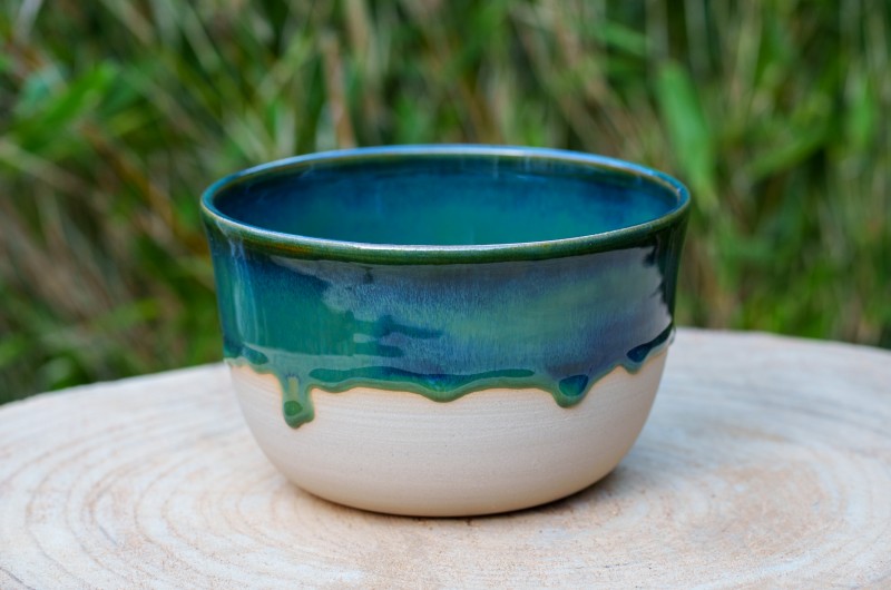 Grand bol bleu et vert