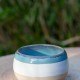 Pot boule turquoise et blanc