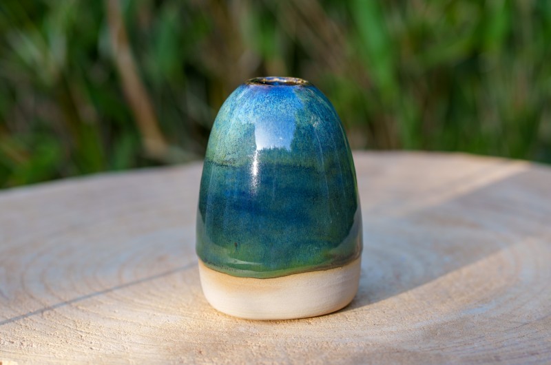 Vase miniature vert et bleu
