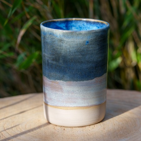 Vase bleu et beige
