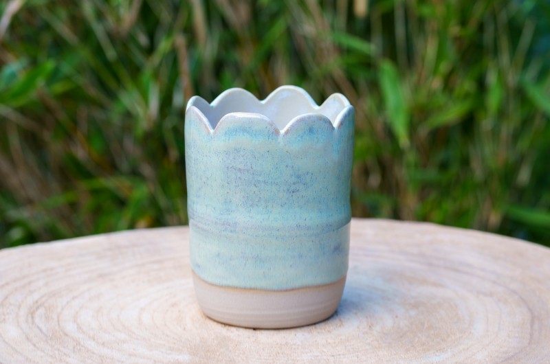 Vase pétales vert d'eau