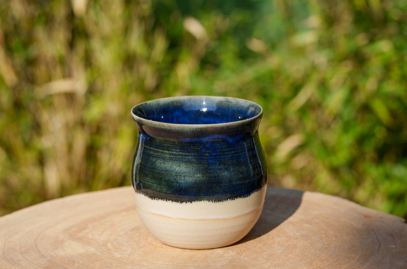 Vase blanc et bleu
