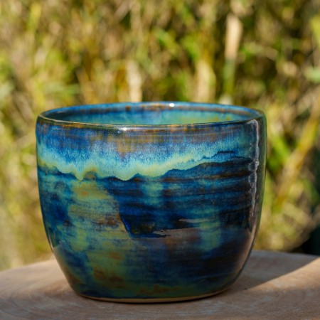 Cache-pot vert et bleu