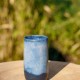 Pot cylindrique bleu et beige
