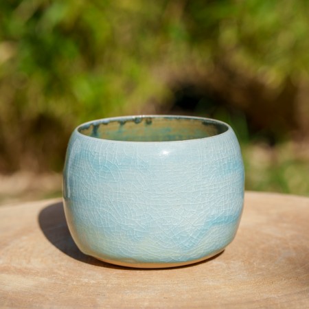 Pot boule bleu glacier