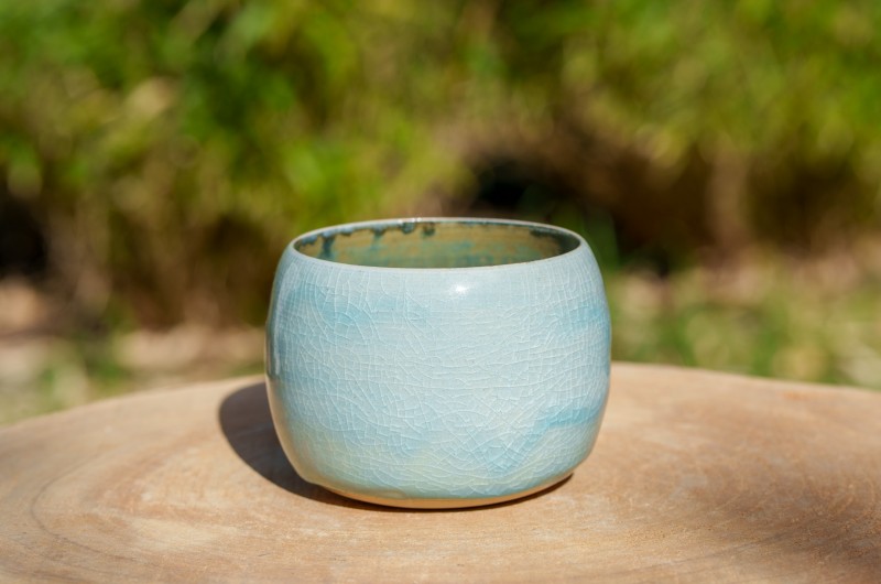 Pot boule bleu glacier