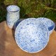 Assiette creuse blanche mouchetée bleue