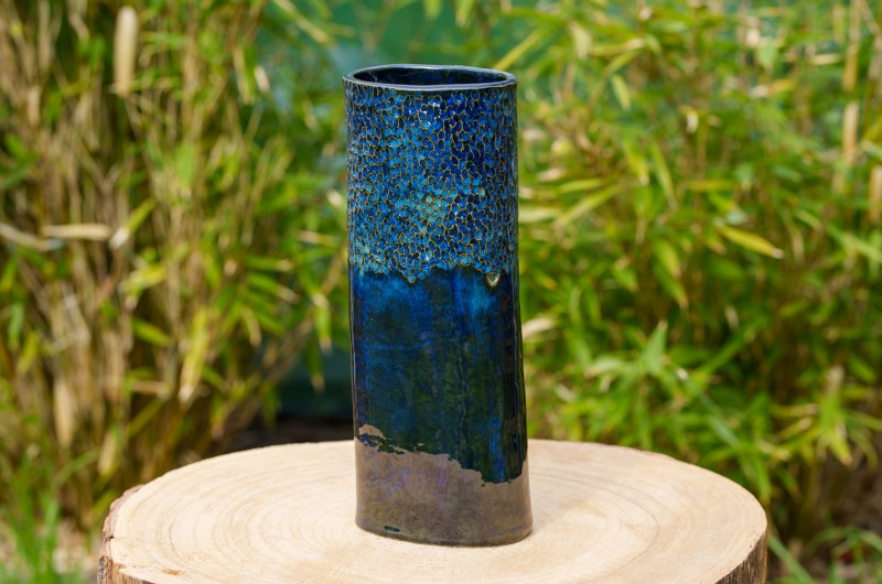 Vase Facettes bleu et vert