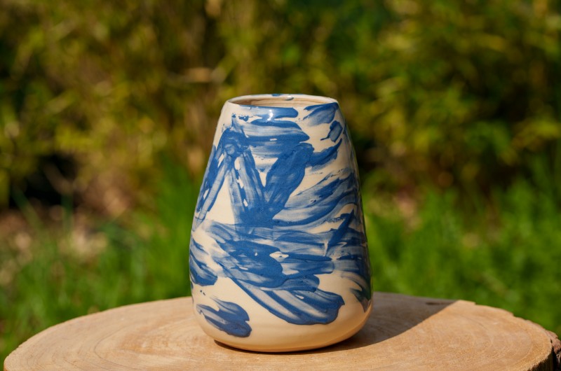 Vase Bleu et beige