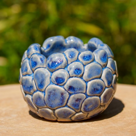 Pot boule bleu