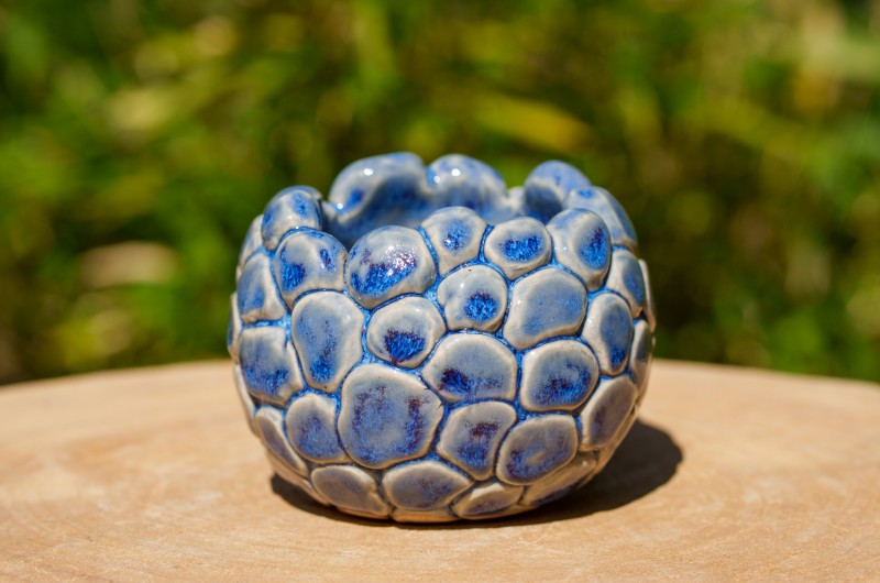 Pot boule bleu
