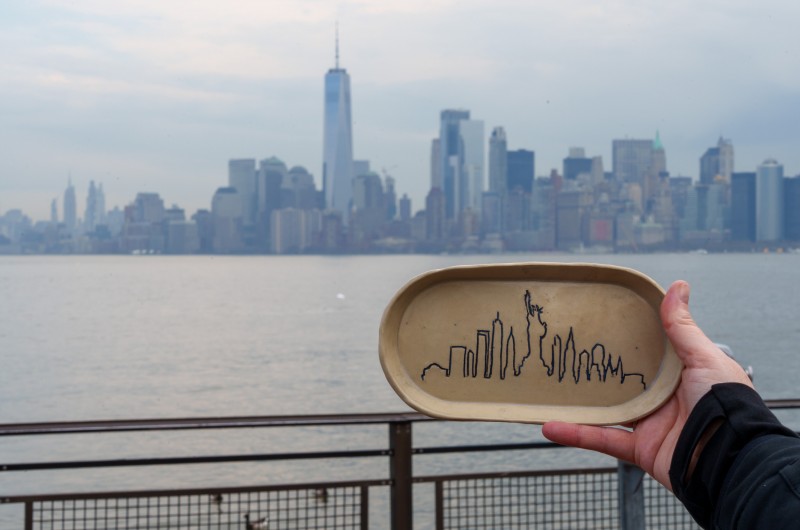 Plateau en céramique Sky Line Manhattan New York.