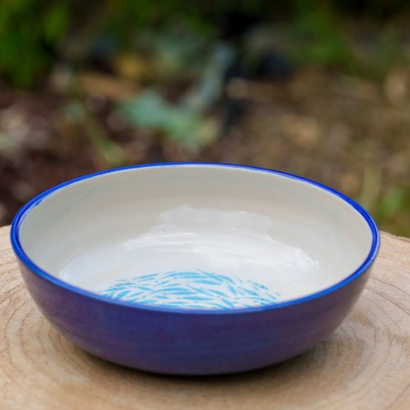 Grande assiette creuse poissons bleus