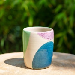 Pot bleu vert et beige