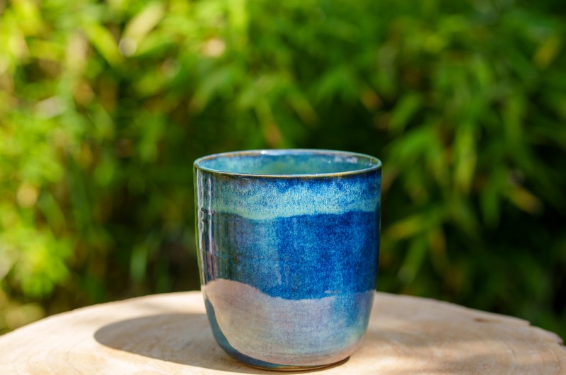 Pot vert et bleu