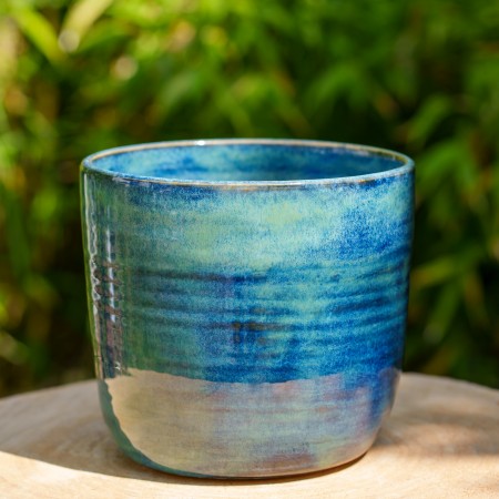 Cache-pot vert et bleu
