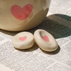Worry Stone en céramique - Coeur rose