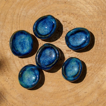 Worry Stone en céramique - vert bleuté