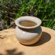 Vase Boule blanc et noir craquelé Imitation Raku