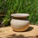 Vase Boule blanc et noir craquelé Imitation Raku