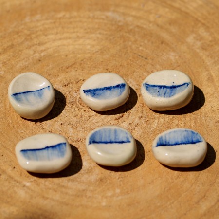 Worry Stone bicolore en céramique bleu