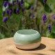 Pot boule blanc et vert satiné