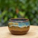 Pot boule brun et bleu
