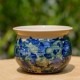 Vase beige, bleu et vert