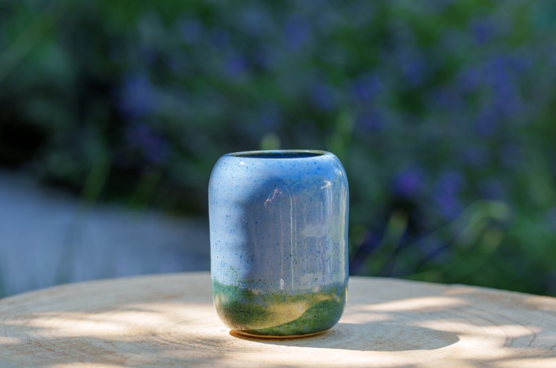 Vase miniature vert et bleu
