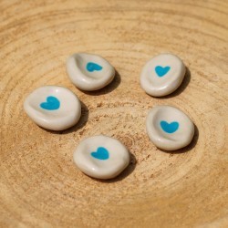 Worry Stone en céramique - Coeur bleu