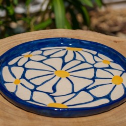 Grande assiette bleue fleurie