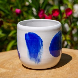 Pot blanc et bleu