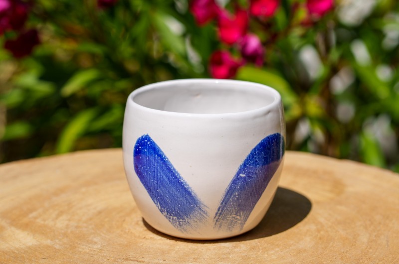 Pot blanc et bleu