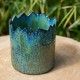 Cache-pot vert et bleu texturé