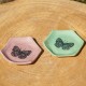 Coupelle hexagone papillon rose ou verte