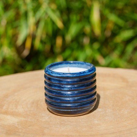 Bougie artisanale Fleur de Coton - Bleu