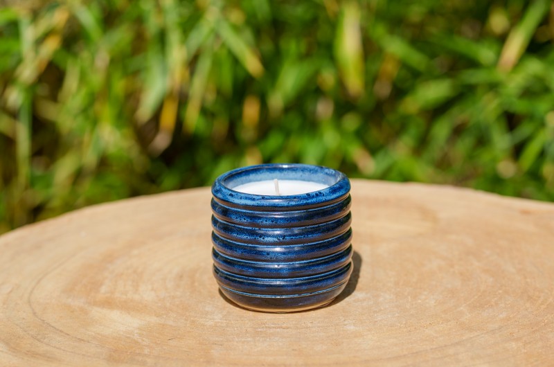 Bougie artisanale Fleur de Coton - Bleu