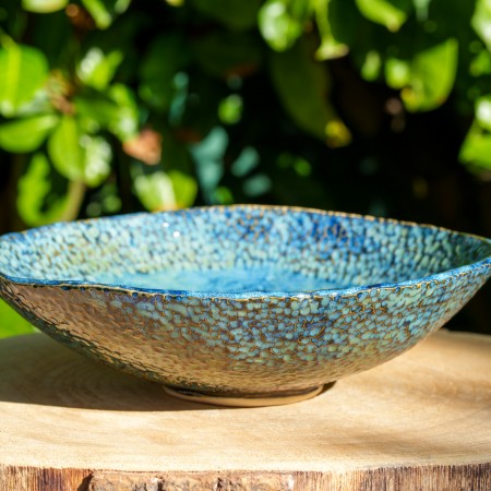 Grand plat de présentation bleu