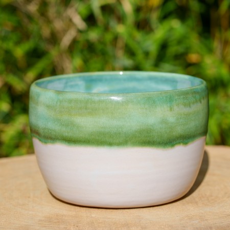 Pot vert et blanc pour plante verte