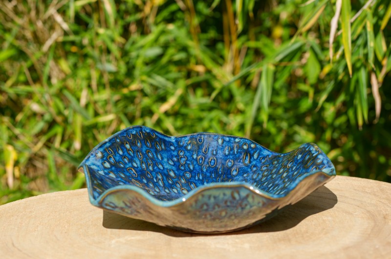 Plat de présentation bleu et vert