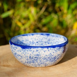 Bol blanc moucheté bleu