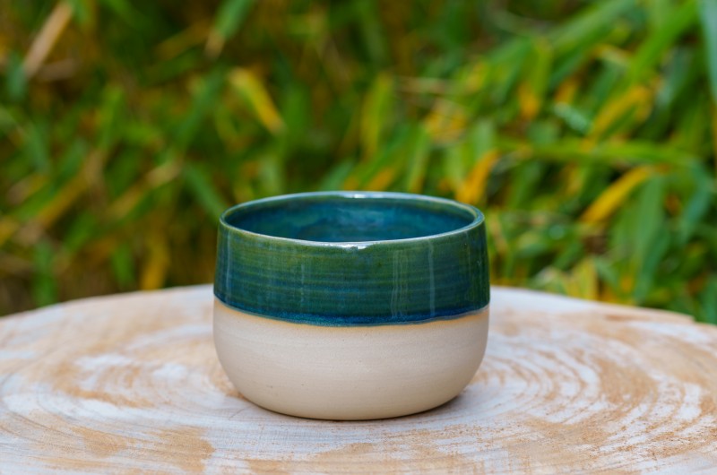 Cache-pot Bleu et bronze