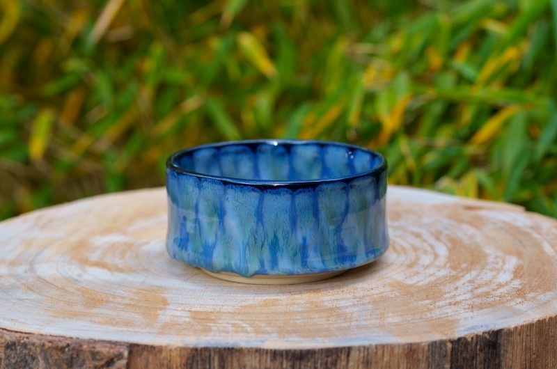 Grand bol bleu ciel et brun