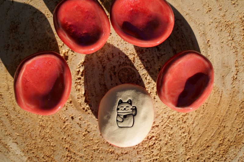 Worry Stone en céramique Lucky Cat Maneki Neko