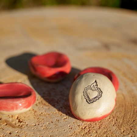 Worry Stone Coeur Ex Voto Rouge