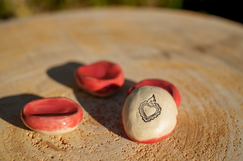 Worry Stone Coeur Ex Voto Rouge