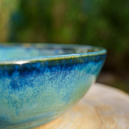 Grand plat de présentation bleu