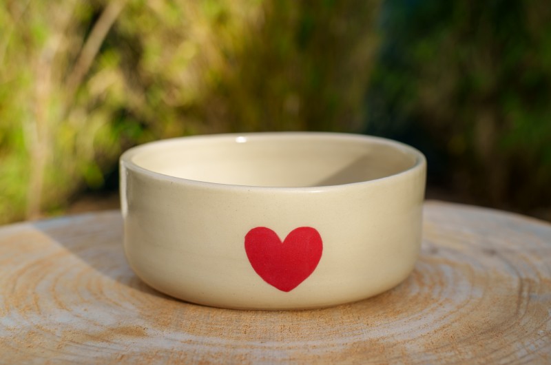 Bol grand coeur rouge
