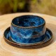 Cache-pot bleu avec soucoupe intégrée
