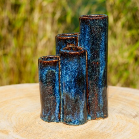 Vase Quadruple bleu et brun